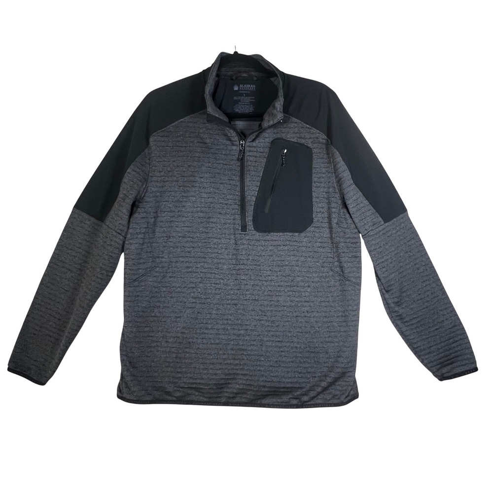 Alaskan Hardgear Duluth Trading Co Mens Large Gray 1/4 Zip Grid Fleece Pullover